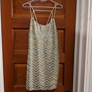 Forever 21 Sequin Shift Dress - Gold/Silver/Cream